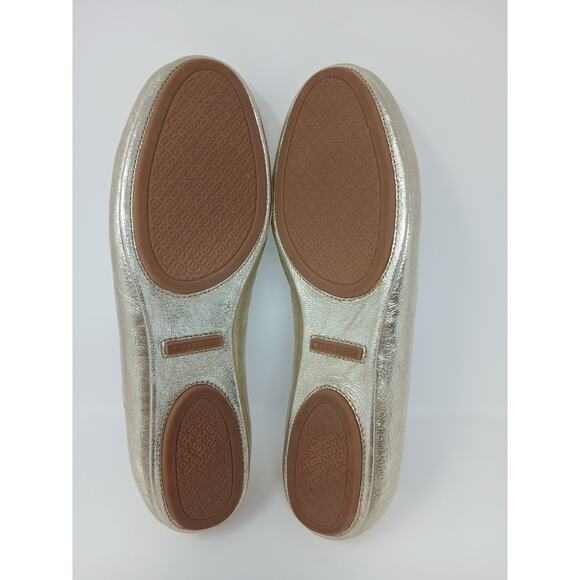Tory Burch Minnie Travel Ballet With Logo Spark Gold Shoes Women’s Sz 10.5 New - Picture 13 of 16